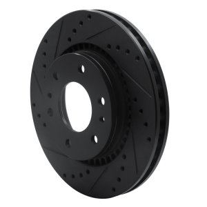 Buick Rainier Brake Rotor (1) - Front Left - R1 Concepts - Drilled & Slotted - Black - `06-`09